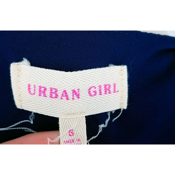 Urban Girl Blue White Striped Button Front V Neck Mini Dress Small - Picture 6 of 8